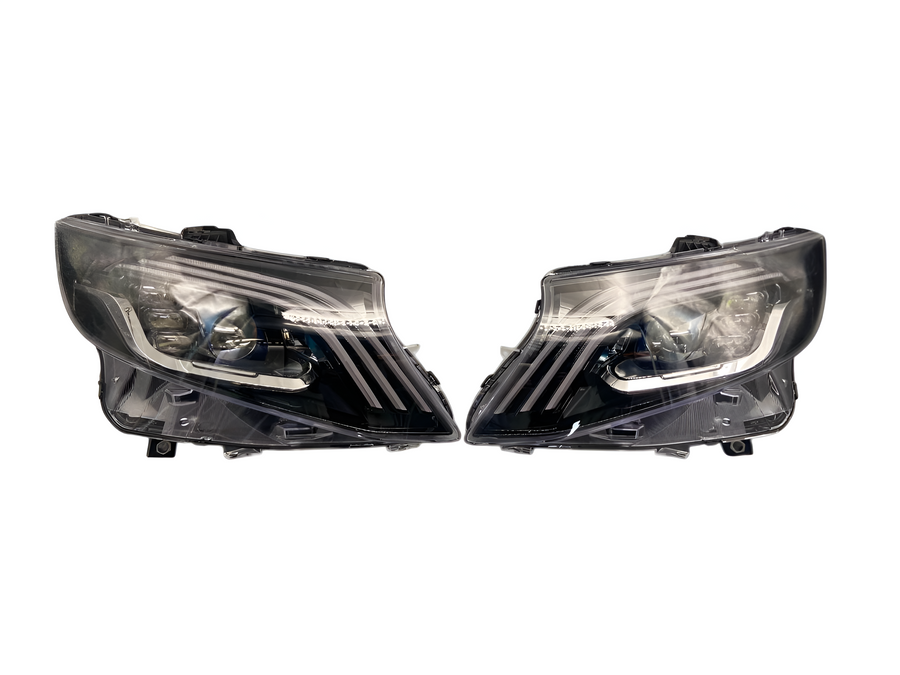 JUEGO DE OPTICOS DELANTEROS MERCEDES BENZ VITO W447 109-111-114-116 2014-2025 (VERSION TUNING) MARCA NIBD